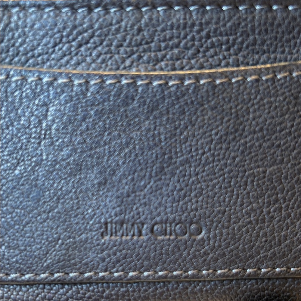 126. Jimmy Choo dark metallic blue/black leather key cles - Picture 2 of 10
